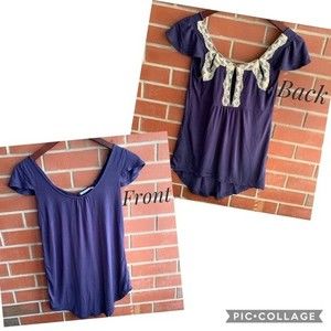 Anthro Kimchi Blue Tank Top Lace Back Detailing